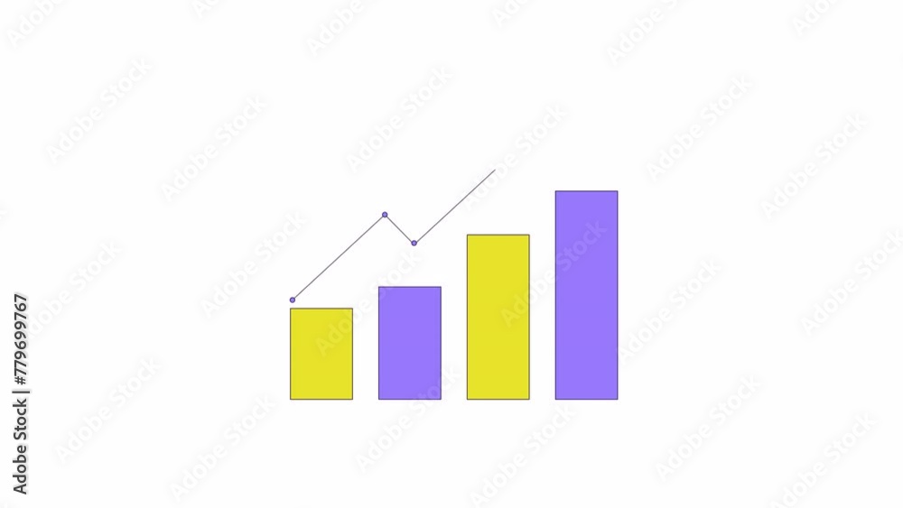 Data bar graph growing line 2D object animation. Data visualization flat color cartoon 4K video, alpha channel. Analysis analytics. Increasing chart columns animated item on white background Data bar graph growing line 2D object animation. Data visualization flat color cartoon 4K video, alpha channel. Analysis analytics. Increasing chart columns animated item on white background