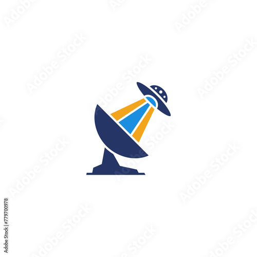 Satellite dish and ufo flying saucer logo design.