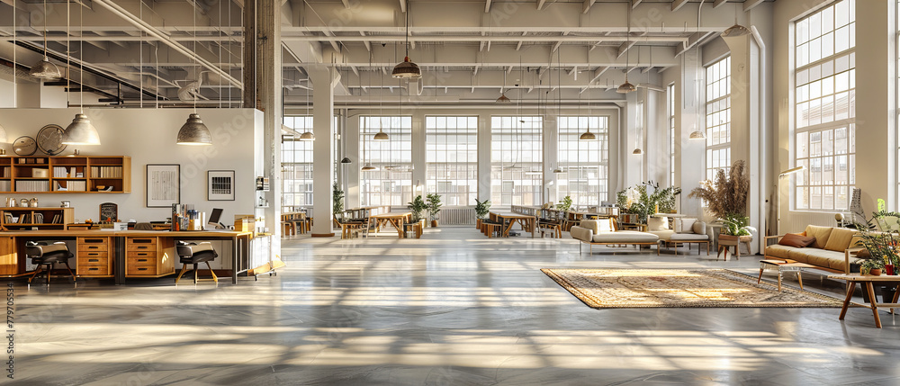 Modern Loft Space, Merging Industrial Design with Bright, Open Areas for Creative Business Endeavors