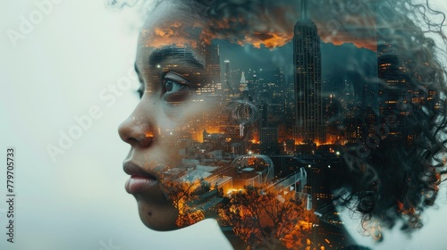 In a thought-provoking double exposure, a teacher's face is overlaid with symbols of different academic disciplines, highlighting the breadth and depth of knowledge they impart.