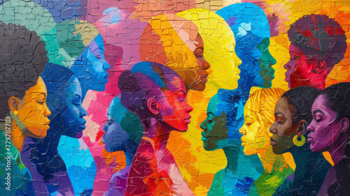 Art Diversity, A colorful mural representing multicultural human diversity.