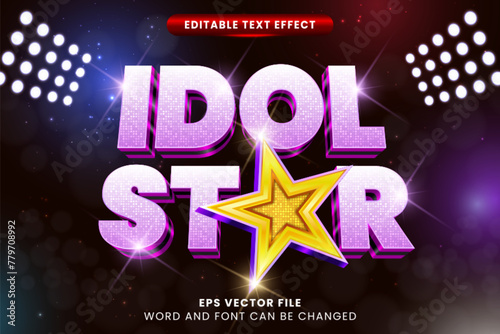 Idol star 3d editable vector text effect. Neon light text style