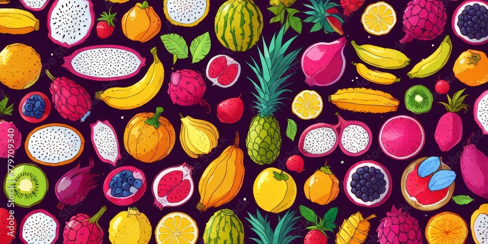 Fruits pattern background Fruits pattern background