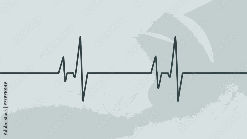 Minimal Vector Illustration of ECG Heartbeats on White Background: Flat Design, No Icon Hearts