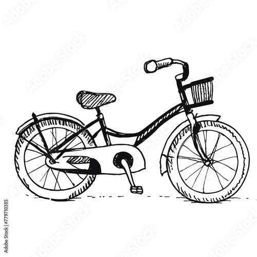 Bike, kick scooter, skate one line art. Continuous line drawing of sport, transportation, children, fun, roller, hobby, mobile, cycle, riding, fitness, bike, activity downhill
