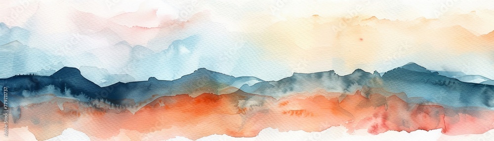 An abstract watercolor blending cool and warm tones, suggesting the transition from day to night