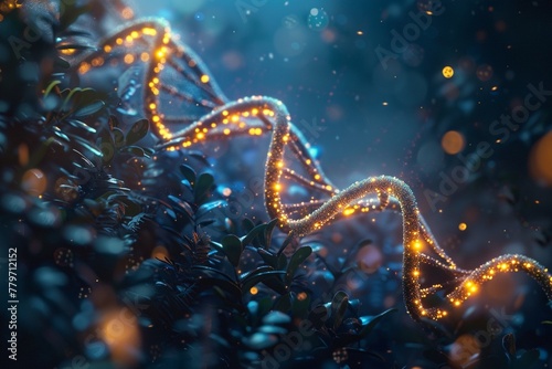 DNA strand on abstract scientific background. 3d illustration