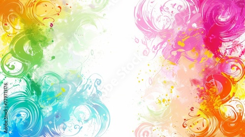 a background with swirls of Holi colors. The swirls should be at the corners, leaving a clear space in the center for text.