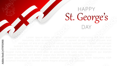 Happy St George Day background!England national day, bent waving ribbons in the colors of the England national flag. photo