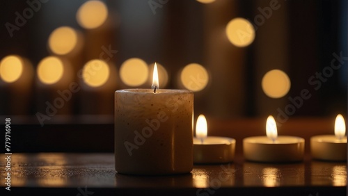 Divine Glow Christmas Advent Candlelight in Church with Golden Bokeh for Spiritual Reflection