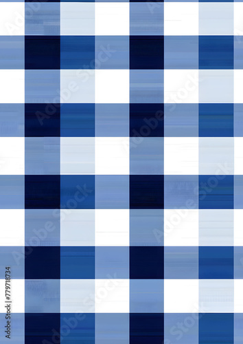 Blue plaid Seamless Hand Drawn pattern. Watercolor Gingham Window pane grid plaid Stripes pattern