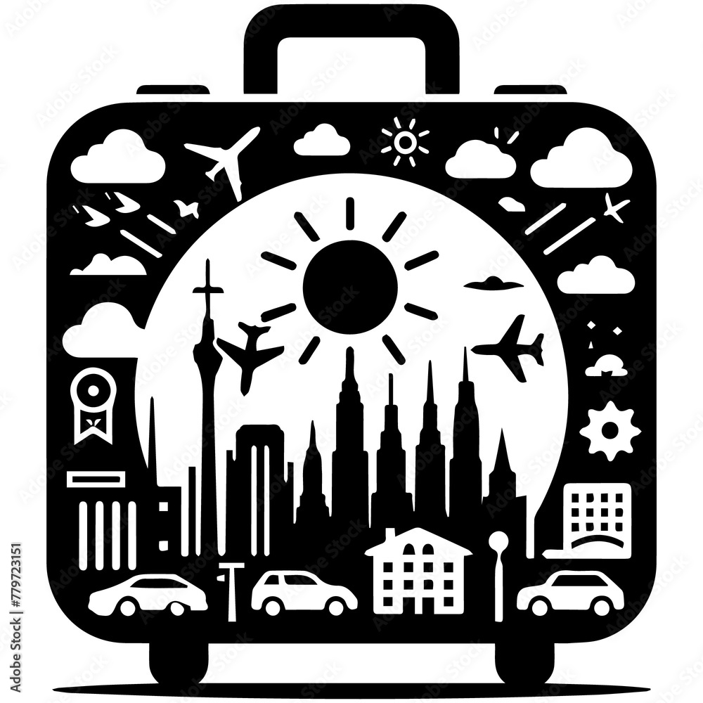 Obraz premium Elegant Black Suitcase Icon for Travel Lovers