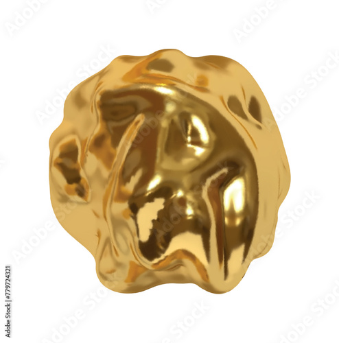 Iron gold Metaball shapes of objects realistic 3d design. Golden Meteorites asteroids comet Round ball spherical elements. Vector illustration