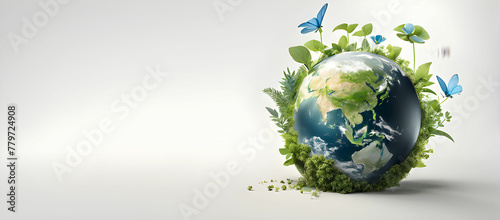 Earth day concept on white background, World environment day.
