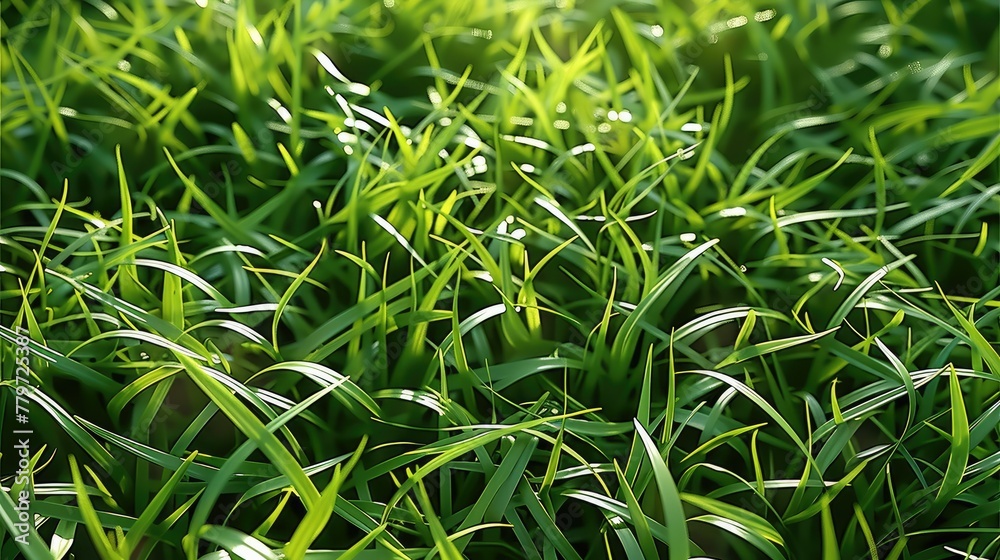 Obraz premium Green grass turf seamless pattern texture. Generative AI.