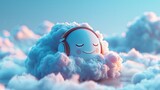 Whimsical Cloud Enjoying Musical Daydream in Serene Skyscape