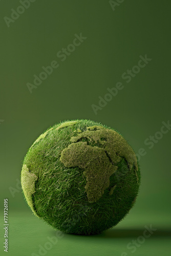 grass earth globe on a green background