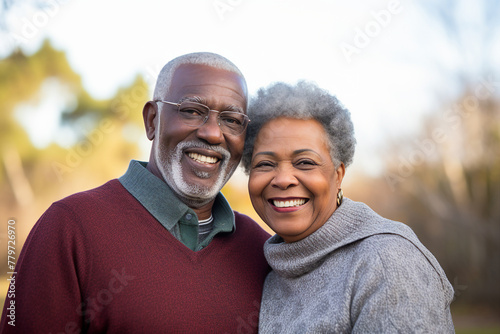 Generative AI image photo of cheerful positive beautiful elderly couple have fun together