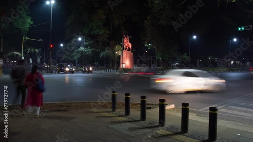 Timelapse - Vehicles at an intersection with light trails 4K30