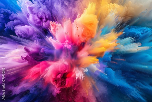 Abstract explosion of colors in a vivid palette, creating a dramatic and impactful visual scene, perfect for highenergy advertising campaigns High resolution