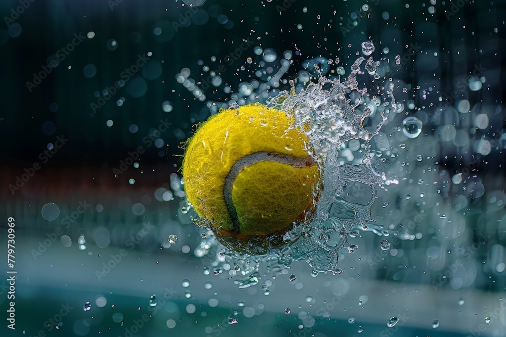 Tennis Ball Splashing Water on Impact