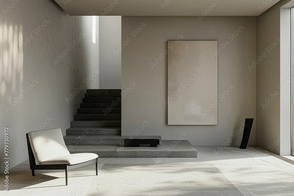 Clean, minimalist abstract with open spaces and few elements, perfect for a sophisticated gallery showcase or modern decor Hyper realistic
