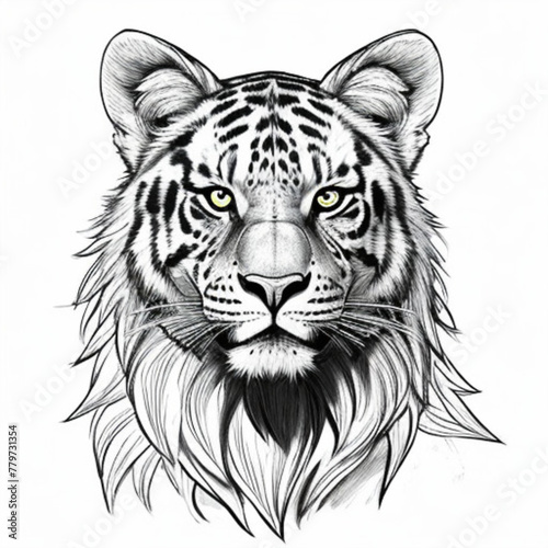 Tiger head logo illustration tattoo design element AI generated