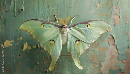 green moon butterfly, a butterfly with yellow markings on its wings.