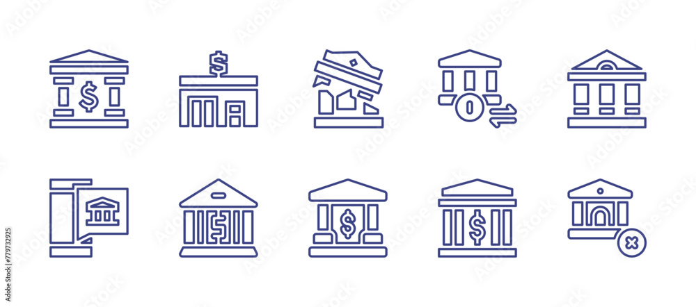 Banking line icon set. Editable stroke. Vector illustration. Containing bank transfer, banking, bank, underbanked, mobile banking.