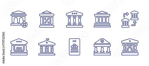 Banking line icon set. Editable stroke. Vector illustration. Containing bank, bank transfer, online banking.