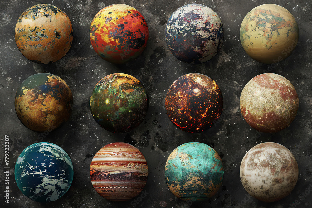 Generative ai on theme of parade of planets in solar system, bright stars glow in atmosphere Generative ai on theme of parade of planets in solar system, bright stars glow in atmosphere