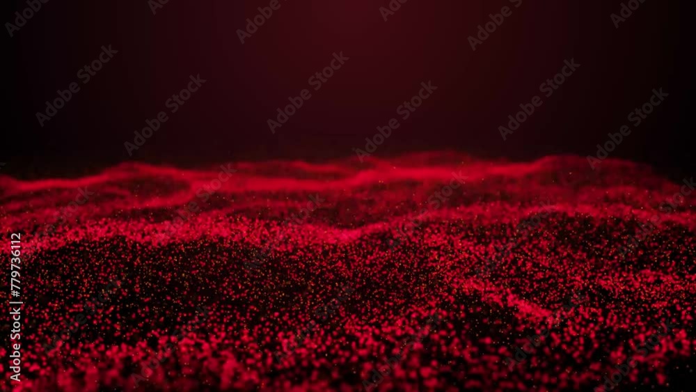 Floating Particles Red Magic red glowing particles flow in viscous liquid and bright glisten ...