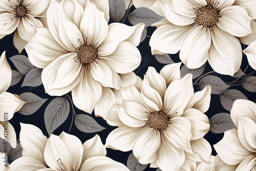 Generative Ai of elegant white flower pattern. 