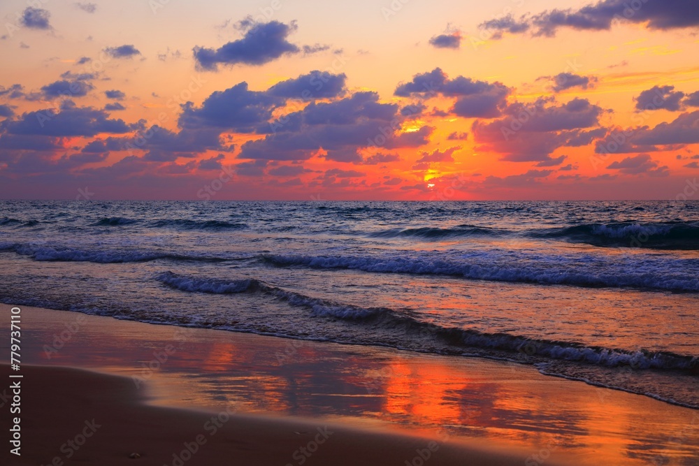 Sunset on Dado Beach in Haifa
