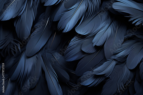 Generative Ai of black feathers closeup