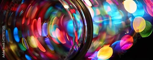 Vibrant light captured and manipulated by the zoom mechanism of a DSLR lens