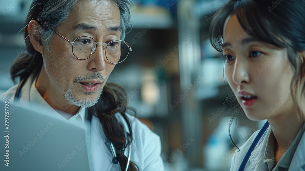 The doctor is explaining the test results to the patient. The doctor is explaining the test results to the patient.