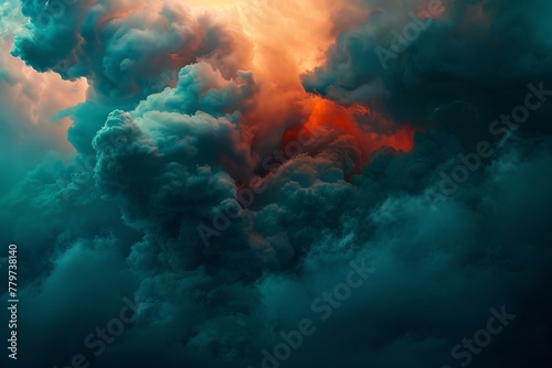 Dramatic cloudscape with fiery red glow, perfect for atmospheric backgrounds and nature themes.