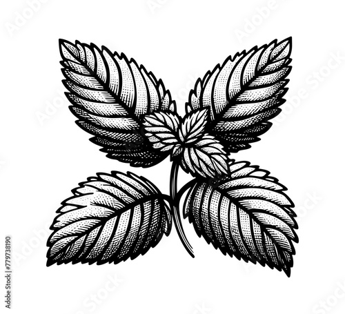 Mint leaf hand drawn vector illustration © AriaMuhammads