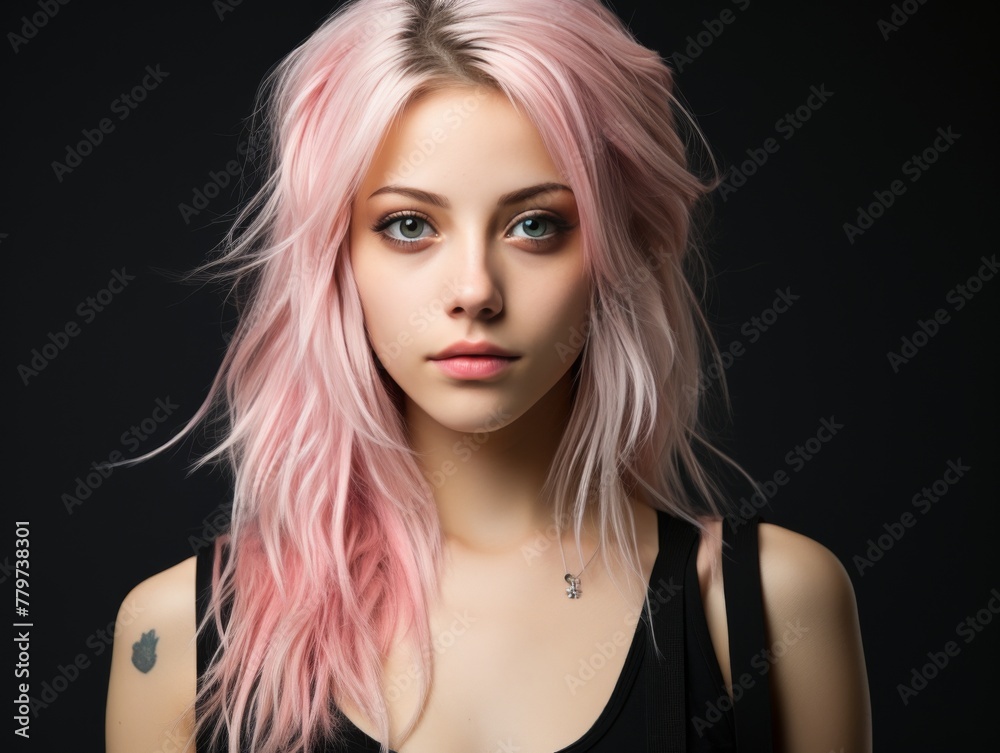 Woman With Pink Hair and Shirt