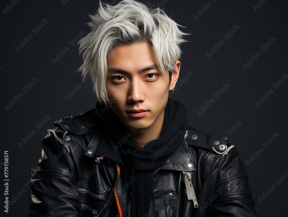 Man With White Hair and Black Jacket Man With White Hair and Black Jacket
