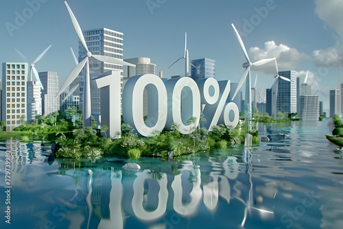 Turbine on the river, Renewable energy 100%