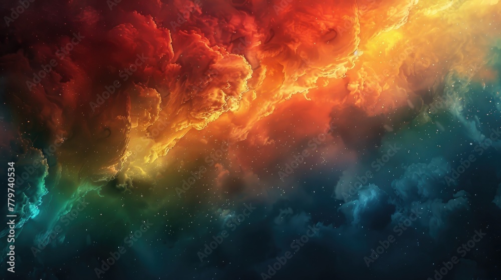 Fiery Celestial Inferno A Dramatic Cosmic Explosion of Vivid Chromatic Intensity