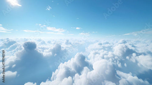 Realistic depiction of white clouds drifting in a clear blue sky - Ai Generated © mady