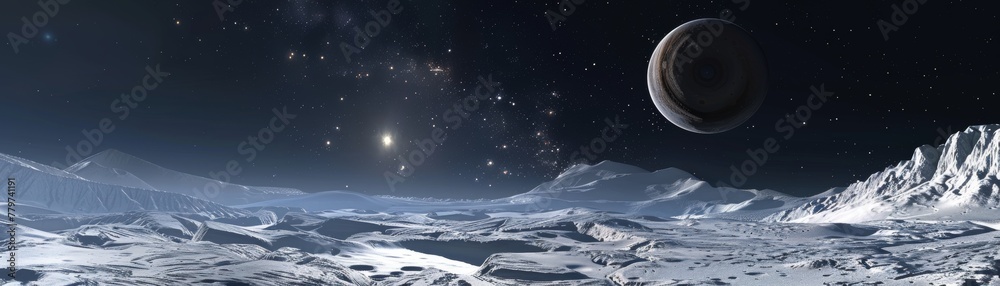 Discover the icy and starlit realms of Ganymede in a breathtaking virtual expedition Discover the icy and starlit realms of Ganymede in a breathtaking virtual expedition