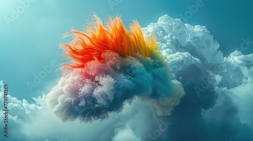 Captivating Colorful Cloud with Vibrant Rainbow Mohawk A Surreal and Whimsical Atmospheric Masterpiece photo