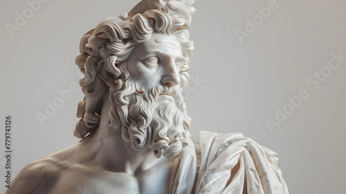Greek god Zeus statue sculpture isolated o white background photo