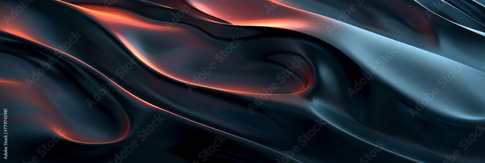 A black and orange fabric with a wave pattern