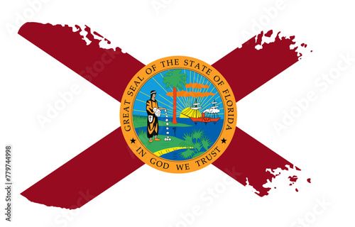 Florida state flag with palette knife paint brush strokes grunge texture design. Grunge United States brush stroke effect photo