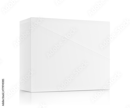 Realistic cardboard box mockup. Vector illustration isolated on white background. Half side views. Can be use for food, cosmetic, pharmacy and etc. Show your product from a better angle. EPS10.